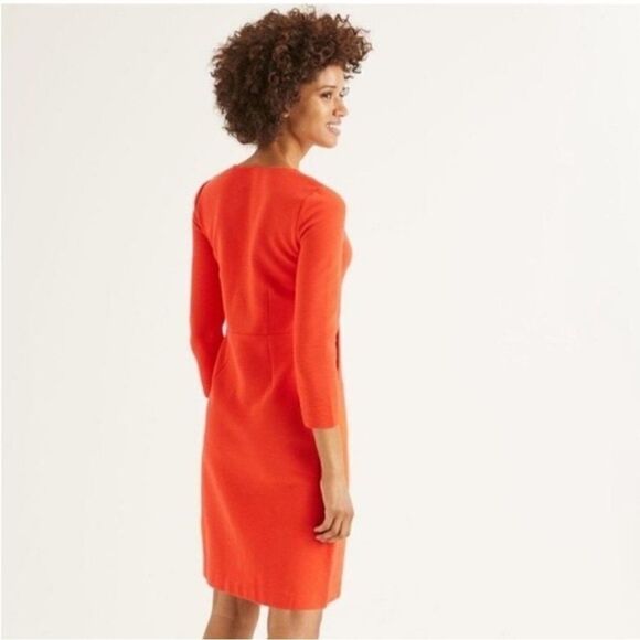 BODEN Ribbed Knit Orange V-Neck Dress NWT - Picture 2 of 12